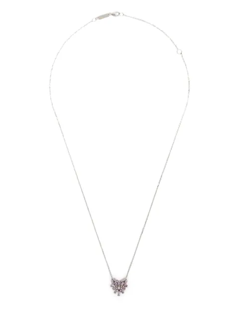 Suzanne Kalan 18CT white gold small Heart Pendant pink sapphire and diamond necklace Silver BAP477WG