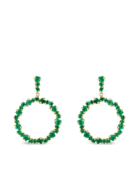 Suzanne Kalan 18CT yellow gold emerald Hollow drop earrings Green BAE992EYGYELLOW