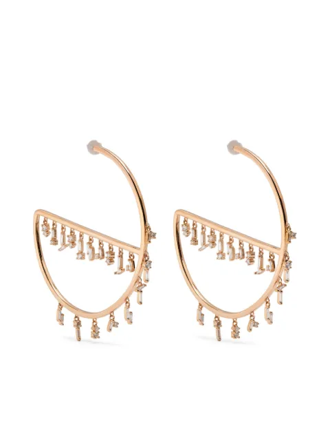 Suzanne Kalan 18CT yellow gold diamond hoop earrings Gold BAE340RG