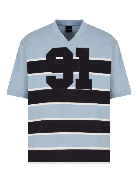 Armani Exchange striped V-neck T-shirt Blue XM000465AF13024