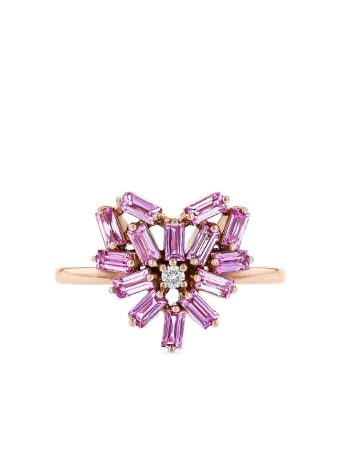 Suzanne Kalan 18CT rose gold Heart pink sapphire and diamond ring Gold BAR480RG7PINK