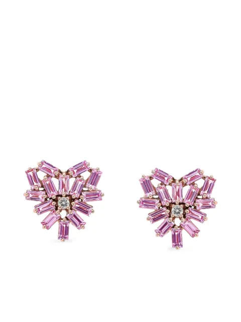 Suzanne Kalan 18CT rose gold diamond and pink sapphire earrings Gold BAE571RGPINK