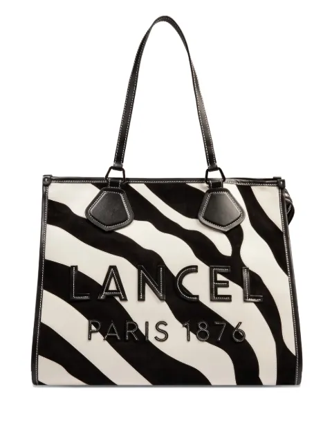 Lancel large zebra-print suede tote bag Black A1374804TU