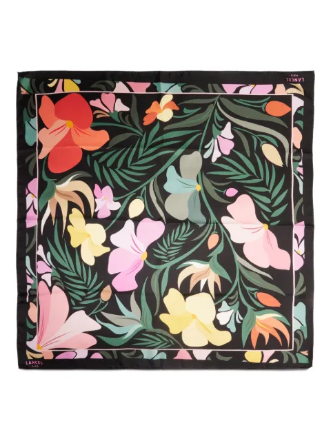 Lancel Reve De Fleurs silk scarf Black A13881KZTU