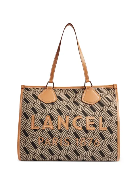 Lancel large monogram leather-trimmed tote bag Neutrals A13762KZTU