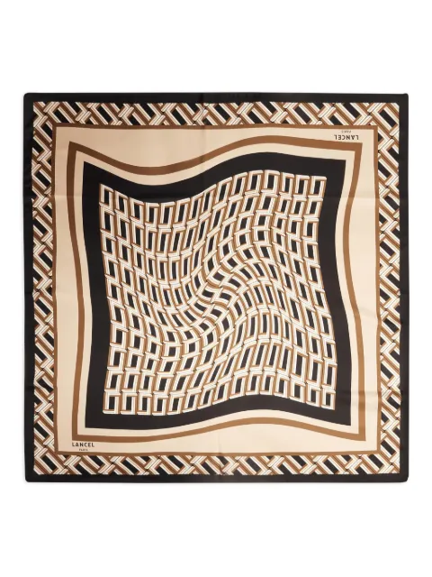 Lancel Monogramme geometric silk scarf Neutrals A13497KZTU