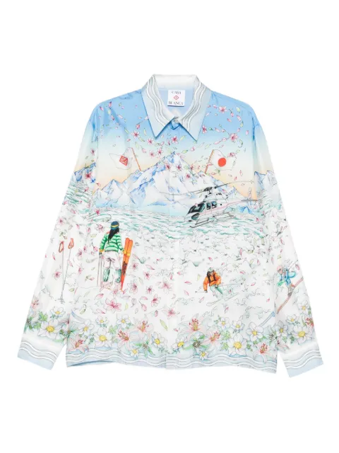 Casablanca long-sleeve graphic-print shirt White WAW25SH19504EXSKI