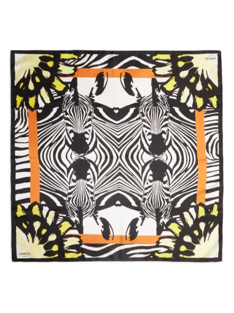 Lancel Zebra Mania silk scarf Black A1387604TU