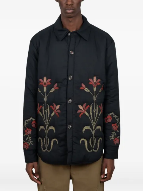 Baziszt floral-embroidered padded jacket Black BZFW25JA37012