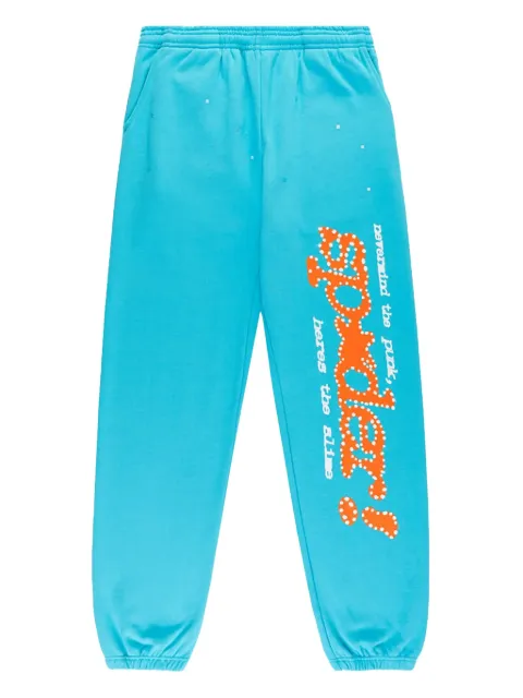 SP5DER rhinestone-embellished logo track pants Blue SP5DER135
