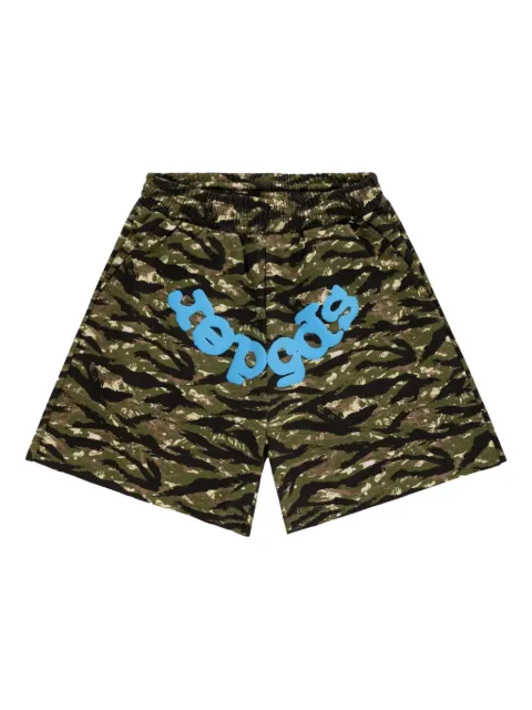 SP5DER tiger camo logo track shorts Black SP5DER138
