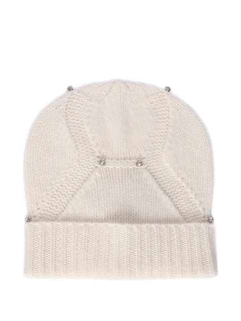 Kangra crystal-embellished wool beanie hat Neutrals 295025