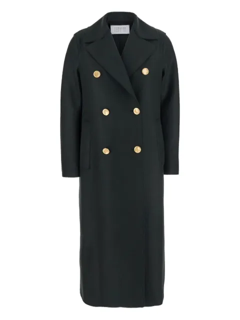 Harris Wharf London Military double-breasted gold-button coat Green AC1278MLK