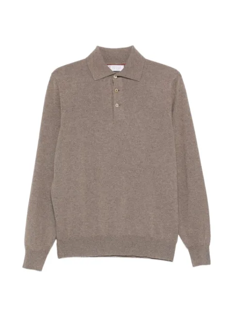 Brunello Cucinelli long-sleeve cashmere polo sweater Brown M2200295