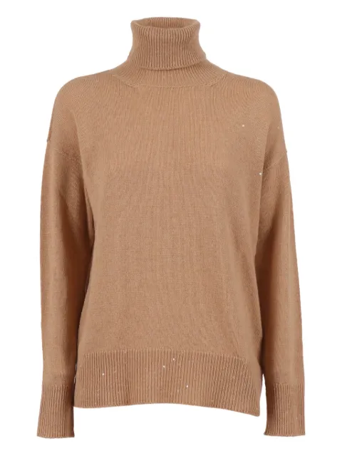 Lorena Antoniazzi sequin-embellished turtleneck sweater Brown A25131DM17A2989