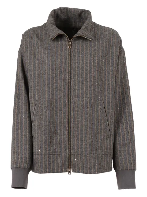 Lorena Antoniazzi pinstripe sequin-embellished jacket Grey A2547CP18A4973