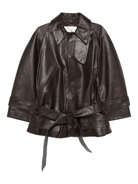 Victoria Beckham belted leather coat Brown 1425LCT006887ADRKCHCLT