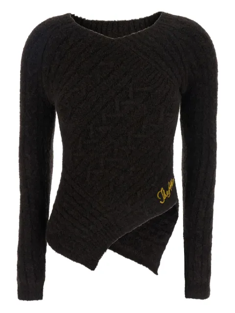 The Attico cable-knit asymmetric sweater Brown 251WCK00119KWW001AA