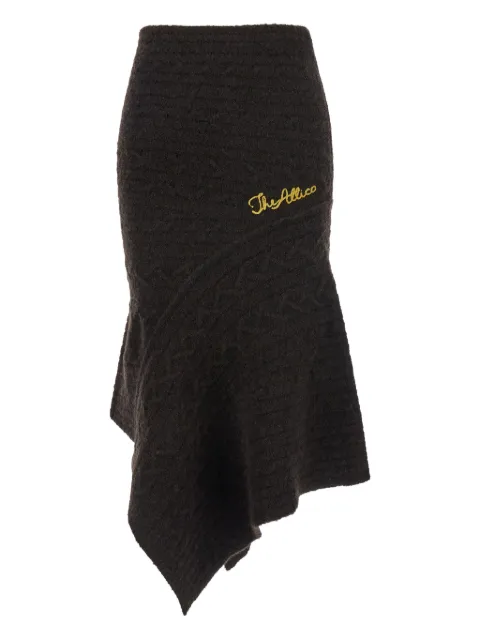The Attico cable-knit asymmetric skirt Brown 251WCS00284KWW001AA