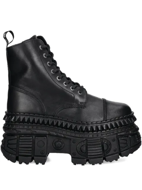 NEW ROCK 90mm lace-up platform combat boots Black MWALL083CS3
