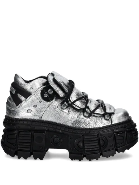NEW ROCK metallic leather platform sneakers Grey M106WALLC16