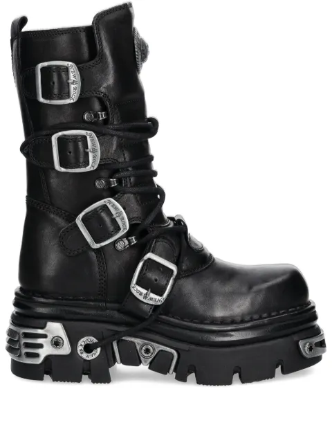 NEW ROCK 70mm leather platform boots Black M373S4