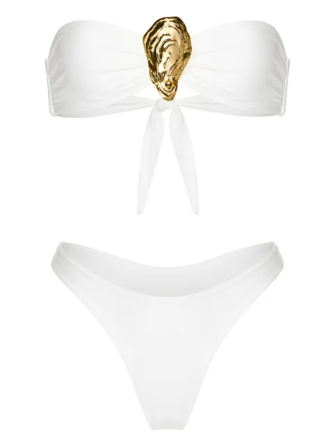 KOROBEYNIKOV shell-embellished bikini set White 206LBSTBSWTR24