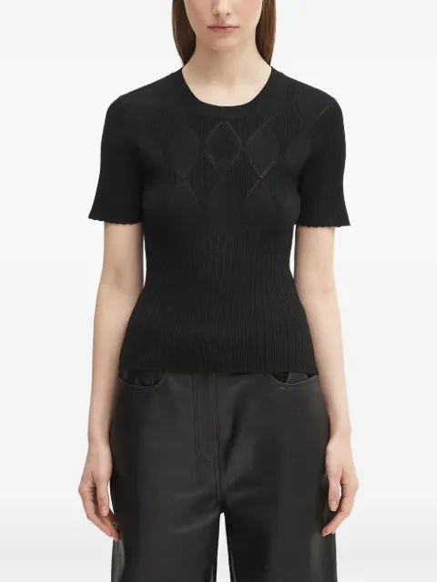 Kenzo ribbed-knit diamond-pattern top Black FF62TO6033CW