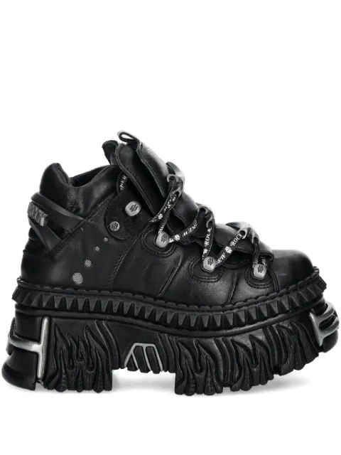 NEW ROCK flame-detailed platform sneakers Black MWALL106S30