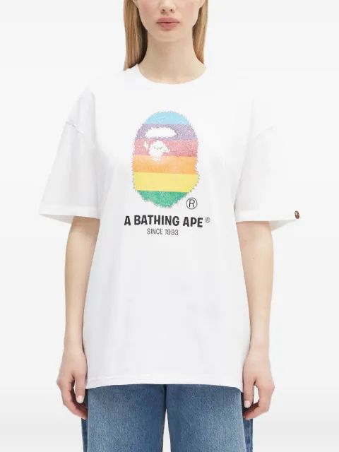 A BATHING APE® rainbow-embellished T-shirt White 1L30209008