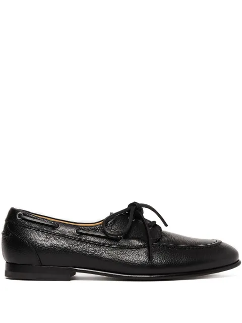 Scarosso Ginevro leather lace-up boat shoes Black GINEVROLOAFBLACALF