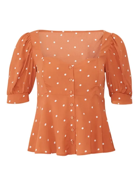 For Love And Lemons polka dot puff-sleeve blouse Orange CT1343R