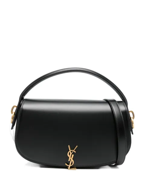 Saint Laurent logo-plaque curved shoulder bag Black 8373820SX0W