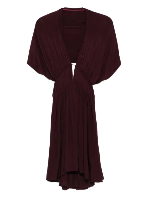 Alaïa V-neck gathered day dress Red AA9R2669J050B