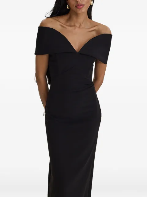 MOOS STUDIO Muse off-shoulder V-neck maxi dress Black MOOS155