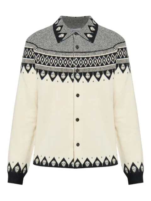 Alexander McQueen skull-motif wool cardigan White 839662Q1BD5