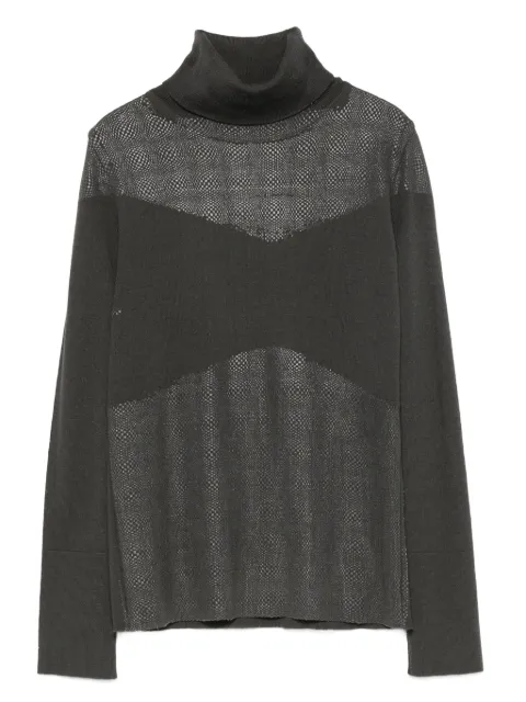 Gianfranco Ferré Pre-Owned 2000s mesh-panel turtleneck sweater Grey GF250TC