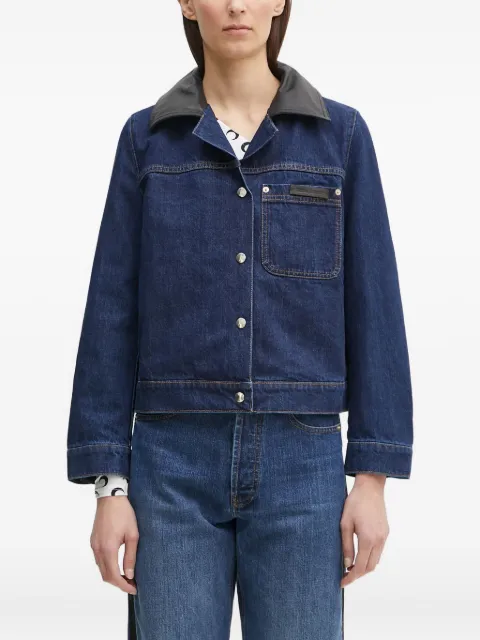 Wales Bonner leather-collar denim jacket Blue WS25DE14DE01599