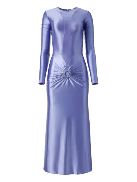 MOOS STUDIO Electric Bloom long-sleeve twisted-front midi dress Purple MOOS175