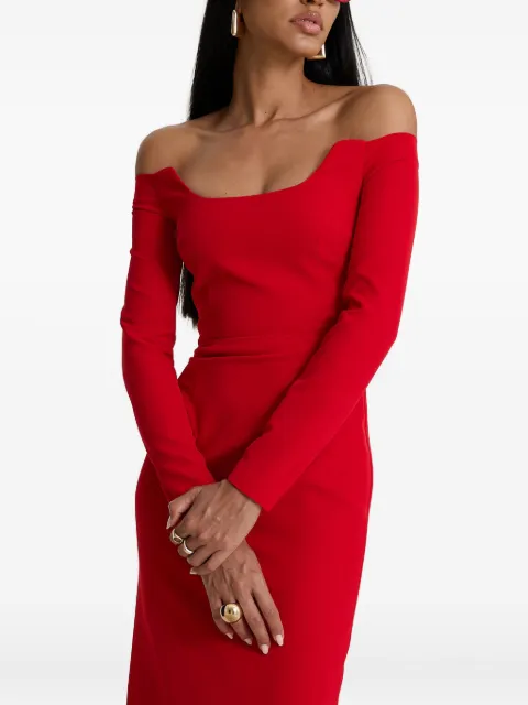 MOOS STUDIO Red Salvage off-shoulder long-sleeve maxi dress Red MOOS165