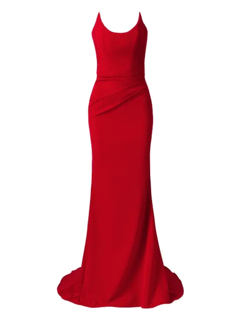 MOOS STUDIO Red Silence corset-bodice fishtail maxi dress Red MOOS169