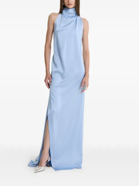 MOOS STUDIO Blue Allure high-neck side-split maxi dress Blue MOOS150