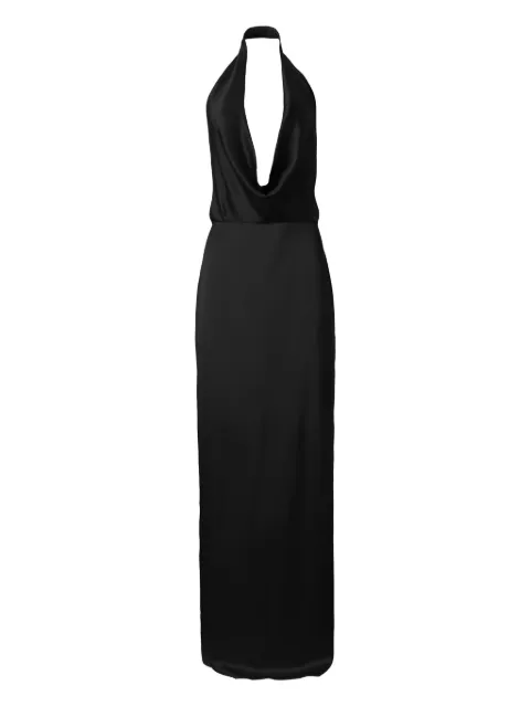 MOOS STUDIO Black Honey cowl-neck halter maxi dress Black MOOS163