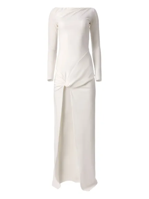 MOOS STUDIO Flow knot-front side-slit maxi dress White MOOS171