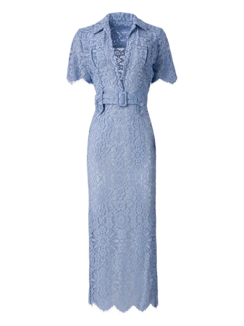 MOOS STUDIO Skyline Lace belted midi dress Blue MOOS151