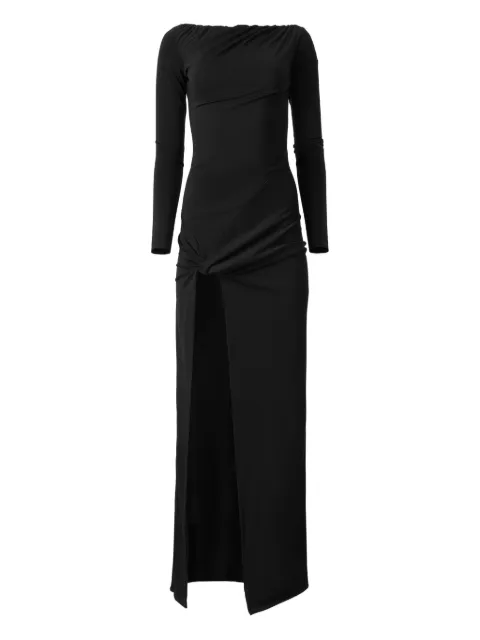 MOOS STUDIO Midnight Icon long-sleeve side-split maxi dress Black MOOS172