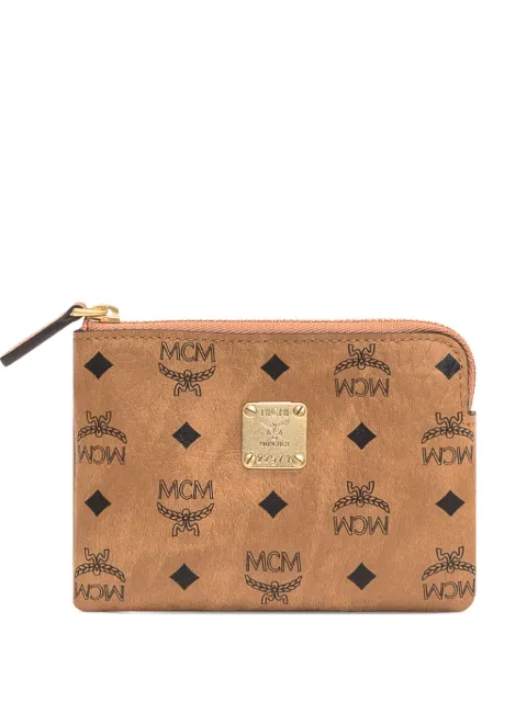 MCM mini Aren Visetos card pouch Brown MYAFATA01