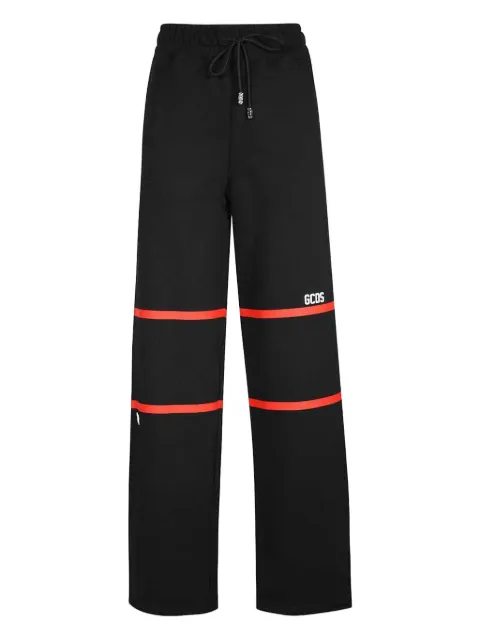 GCDS logo-stripe drawstring trousers Black SS23W290103