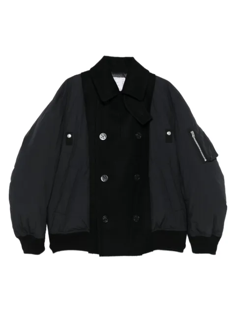 sacai double-breasted wool jacket Black 2503852M