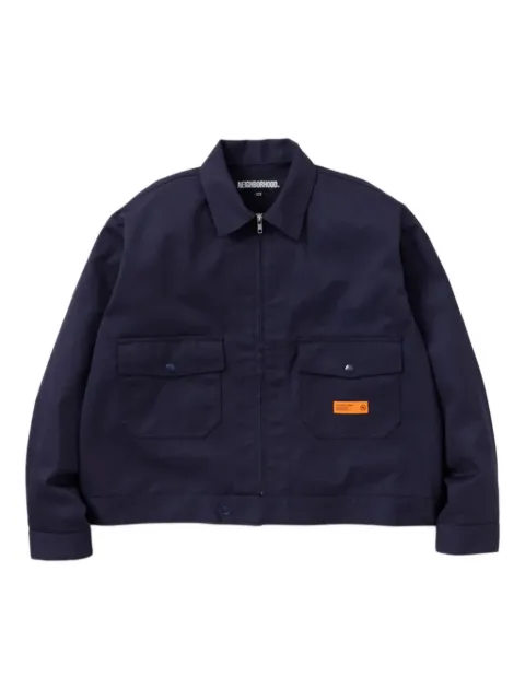 Neighborhood flap-pocket zip-front shirt jacket Blue 241UTNHJKM01S